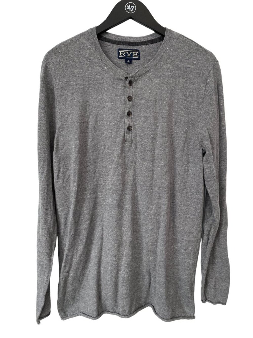 Rye By Hawker Rye Henley Shirt Large Long Sleeve Cotton Linen Gray Essentials